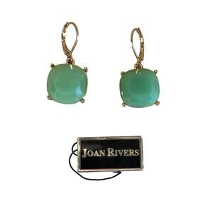 Joan Rivers Classics Collection Faceted Jade Green Acrylic Pierced Earrings NWT